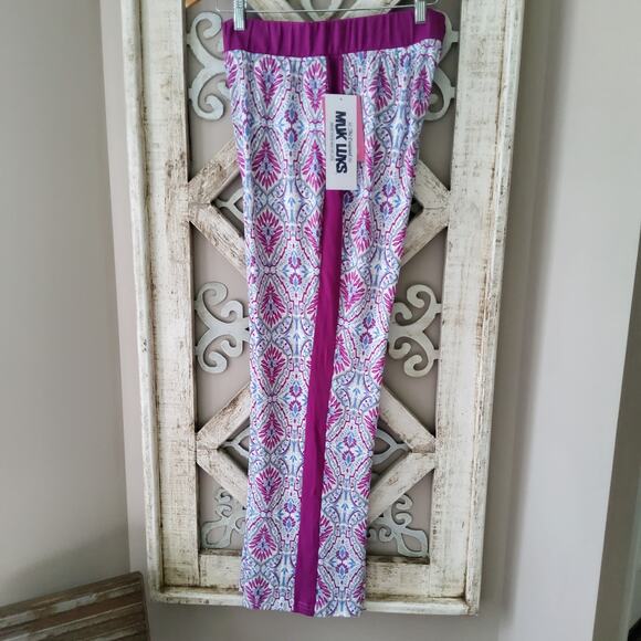 Muk Luks Women's Super Soft Butter Knit Pajama Pants Loungewear in Geo Print - Picture 1 of 8